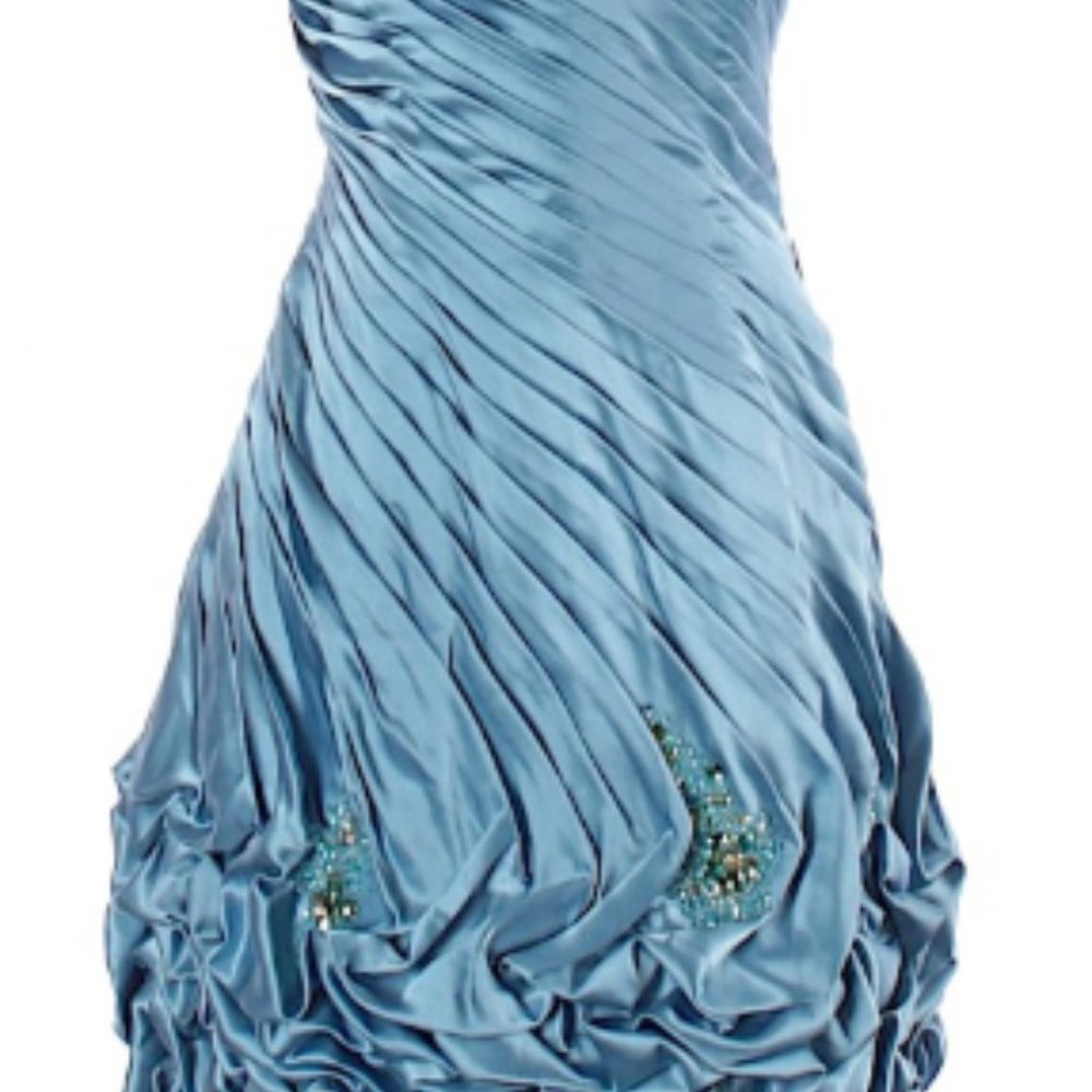 Tony Bowls Blue Satin and Sequin Cocktail Dress - Picture 4 of 9